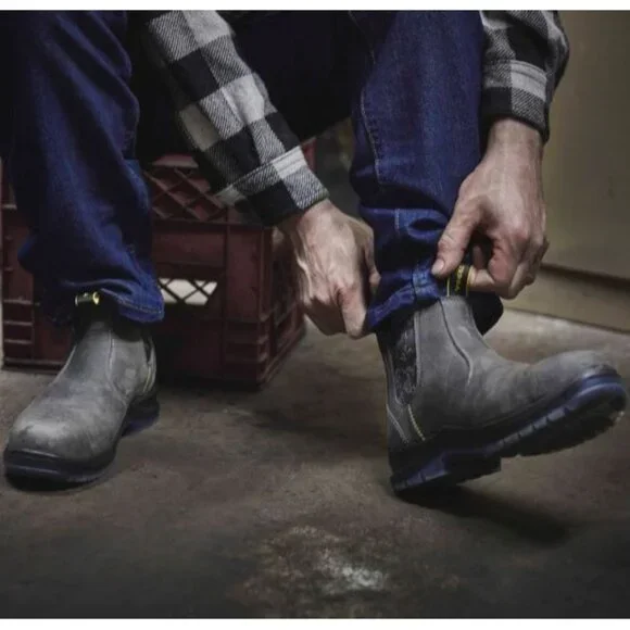 Terra Men's Black Leather Chelsea Soft Toe Pull-On Work Boots Size 10 2844 - Picture 2 of 16